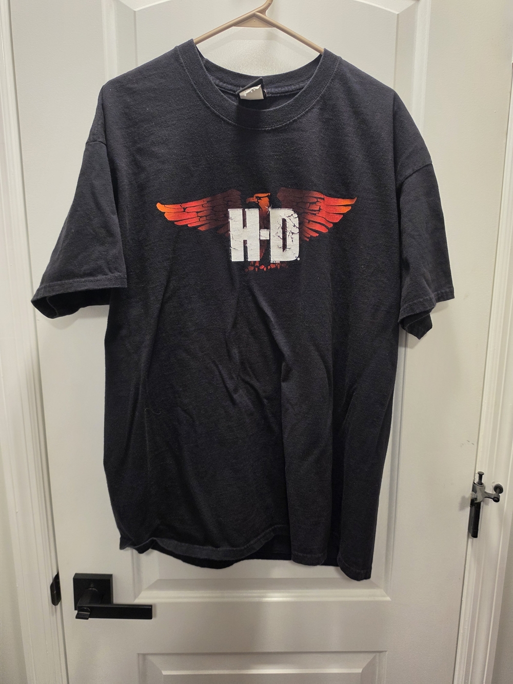 Harley-Davidson Black Tee with Red-Orange Wing Graphic